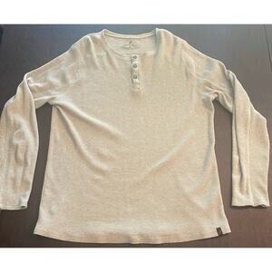 Gramicci Thermal Henley Long Sleeve Top Waffle Knit Oatmeal Tan XL Gorpcore Hike